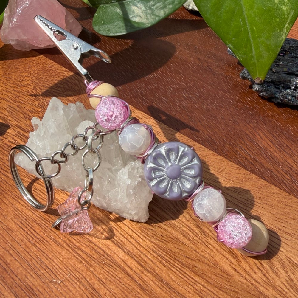 Image of lilac habitat clip keychain