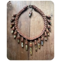 Image 2 of SALE - The Empress Necklace - Mixed Jaspers and Chestnut Brown Leather Deux