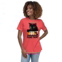 Image 2 of Women's Relaxed T-Shirt, Sushi Thief T-Shirt | Funny Cat Sushi Lover Graphic Tee