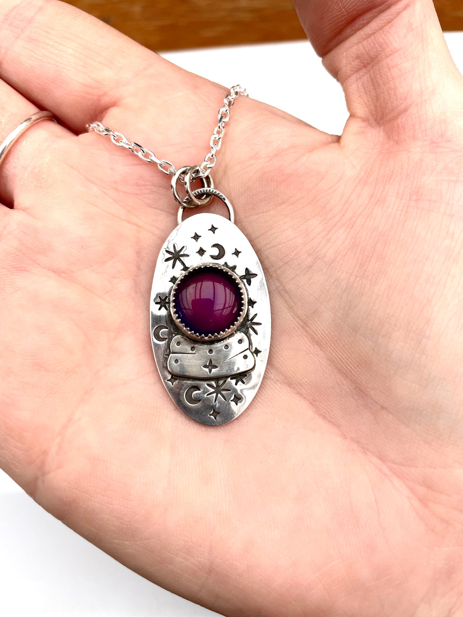 Image of Handmade Sterling Silver Mood Colour Changing Crystal Ball Pendant 925