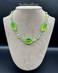 Image 4 of Vintage Style Uranium Glass Necklace & Bracelet Set (All Vintage Beads)