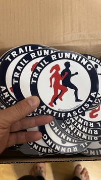 Image 3 of Trail Running Antifa. Embroidered patch + sticker