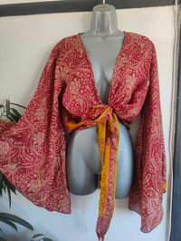 Image 1 of Stevie sari tie top with tassles red and yellow