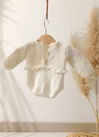 Image 4 of Newborn girls knitted bodysuit for photoshoots | Aila  | creamy