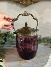 Image 4 of Superbe jarre à biscuit en verre violet! Époque Art Nouveau (1900)