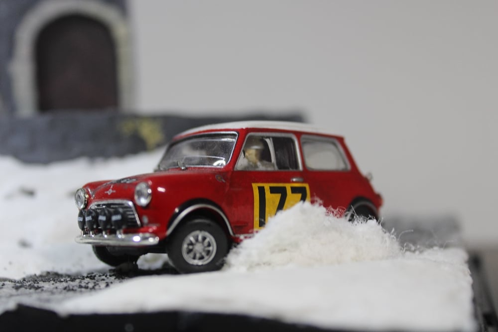 Image of Rally Diorama 1/43 scale Mini Cooper x3 Rally Monte Carlo Art Piece WRC