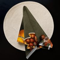 Image 11 of cloth napkins ( Happy Thanksgiving with orange)