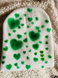 Image 2 of Green Hearts Airbrush Beanie 