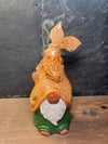 Speckled Camel and Green Ceramic Decorative Fishing Gnome Incense Burner