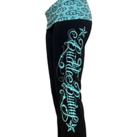 Image 2 of black starkissed fold over leggings *teal*
