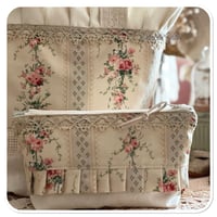 Image 9 of vintage Style floral Fabric french lace bucket tote bag and matching purse 