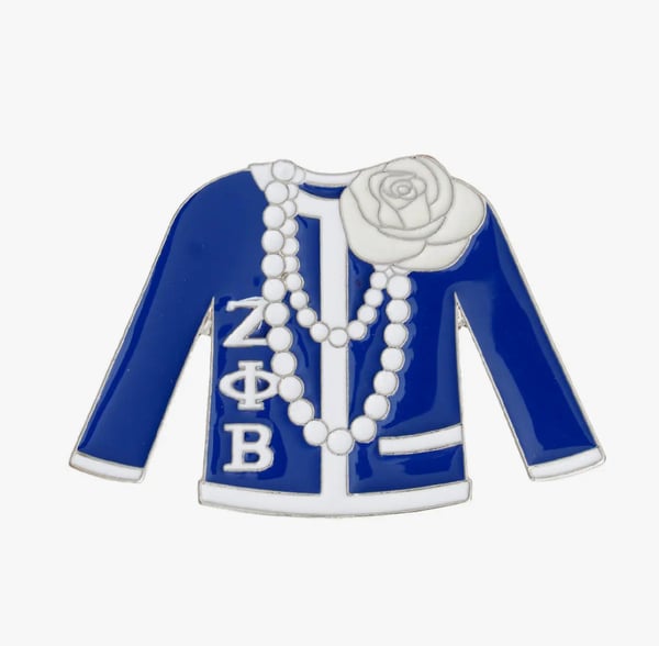 Image of Blue White Sweater Sorority Brooch 