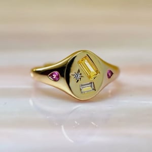 Image of Junk Jewels Multi-Stoned Adjustable Signet Ring