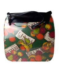 Image 6 of Vtg Bag Large Vinyl Italian Statement Fruit Pattern Shopper Unusual Over-sized
