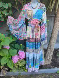 Image 4 of Patchwork Stevie top neon pink tassels