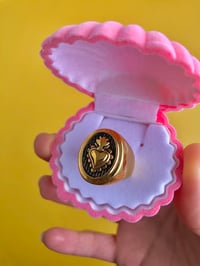 Image 5 of GOLD SACRED HEART OVAL SIGNET RING 