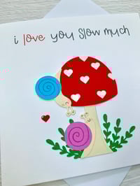 Image 2 of Handmade Snail Love Anniversary Card - Cute Animal-Themed Card for Couples