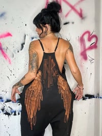 Image 4 of “FLOWER FAIRY” CUSTOM BLEACH PAINTED OVERSIZED ROMPER MEDIUM