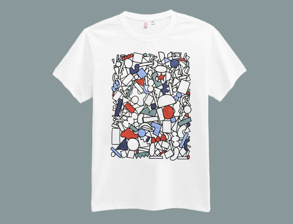 Image of PILE OF COLORED SHAPES BASIC TSHIRT