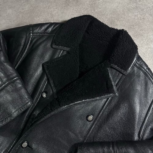 Image of 1980s Valentino Leather Shearling Jacket, Size XL