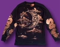 Image 1 of ‘MOON MAGIC’ BLEACH PAINTED LONG SLEEVE T-SHIRT MEDIUM