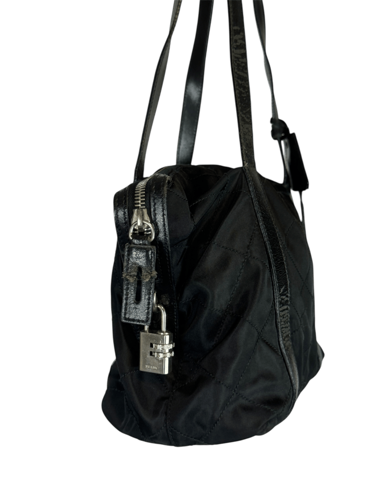 Image of Prada Vintage Quilted Tessuto Shoulder Bag