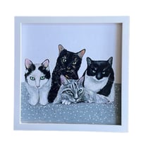 Image 2 of Framed Black and White Drawing with Color Accents