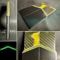 Image 1 of Layered Carbon Fiber & Black Glass Micarta GLOW Segmented Knife Scales