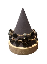 Image 2 of Wire Wrapped Black and Gold Flower Bangle