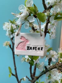 Image 9 of Ceramic Easter Tile with easter bunny decoration