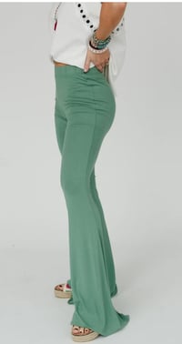 Image 5 of Cher Solid Rawedge Flare Pant ( Sage)