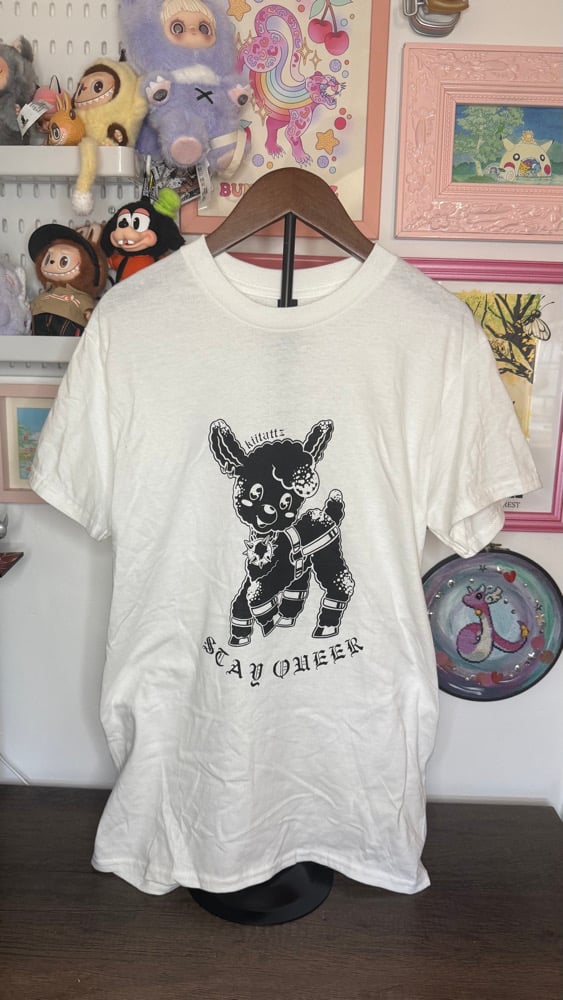 Image of Black & White Stay Queer Sheep T-Shirt