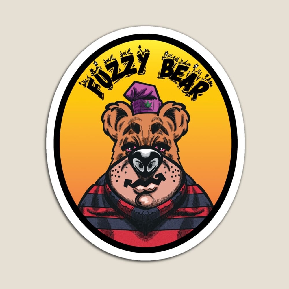 Image of “FUZZY  BEAR” 3” GLOSSY  VINYL  STICKER