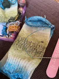 Image 1 of Nearly There Lucky Sock (72 stitches in the round) Teal to Green variegated 