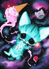Space Icecream Cat Art Print