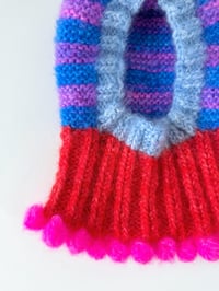 Image 6 of Sofie and Iris Striped Lilac, Blue, Red and Light Blue Mohair Balaclava