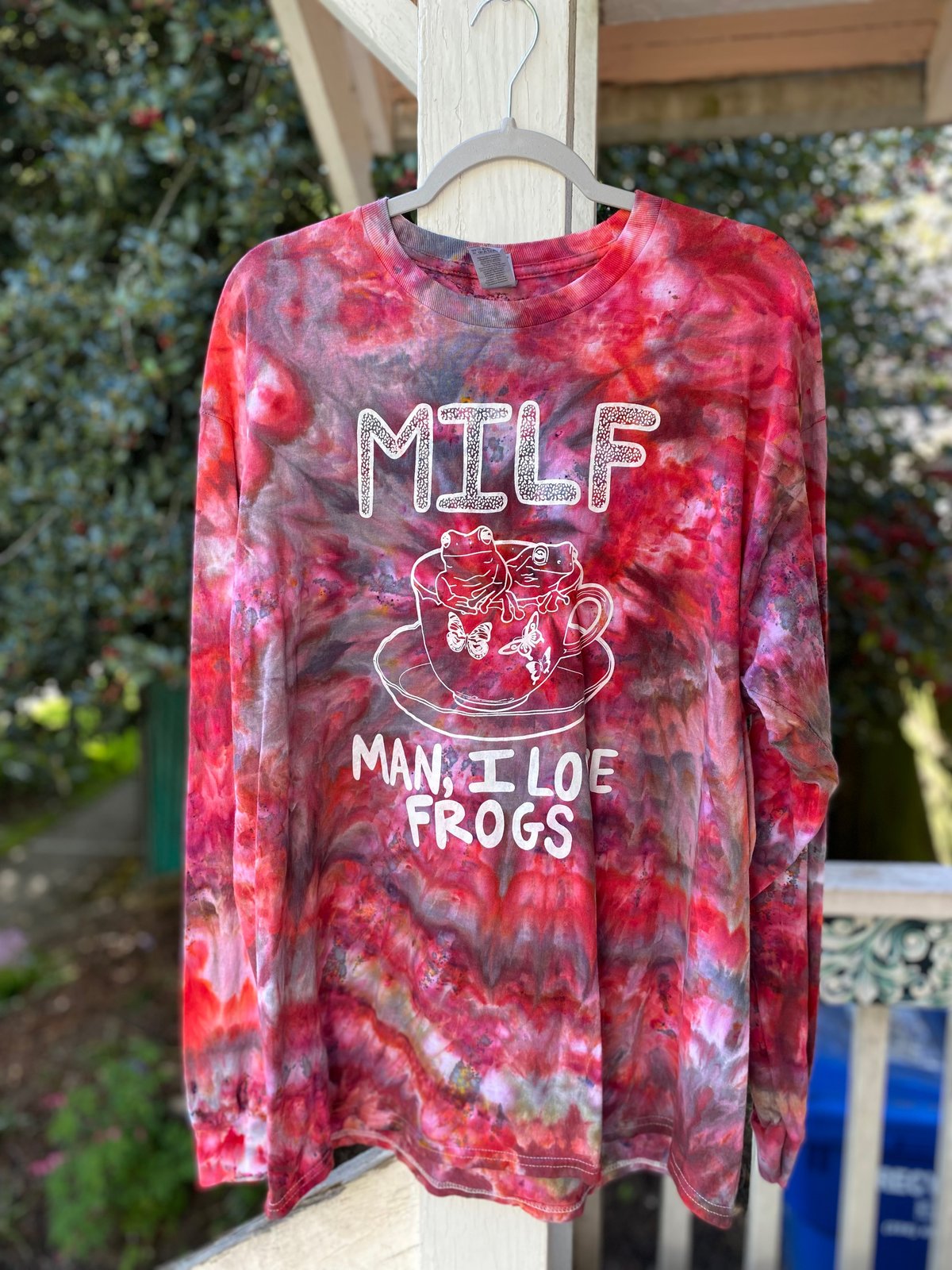 Image of XL MILF Man I Love Frogs Long Sleeve Tie Dye Shirt 3