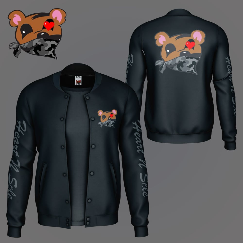 Heart N Sole Triple Black Varsity Jacket 