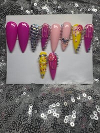 Image 1 of  Pink drip gel press on nails Aubrey birthday sale