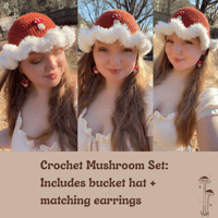 Image 3 of Orange Mushroom Bucket Hat/ Mushroom Earring Set