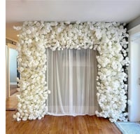 Image 2 of White 8 x 8 flower backdrop stand for rent only. 