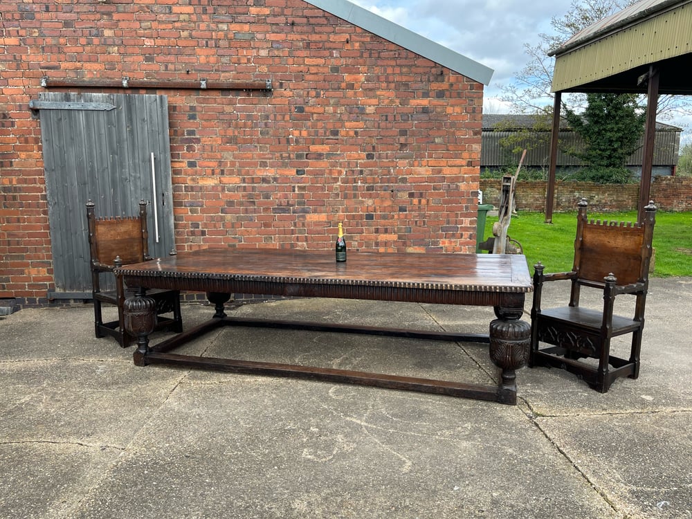 Image of Huge Solid Oak Antique 17th Century And Later Cup And Cover Refectory Table