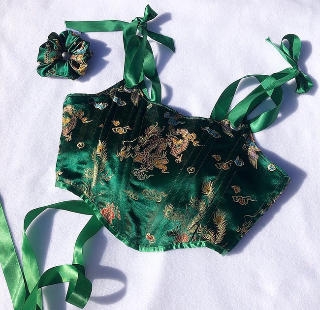 Multiple colours*  Ribbon strap reversible corset top