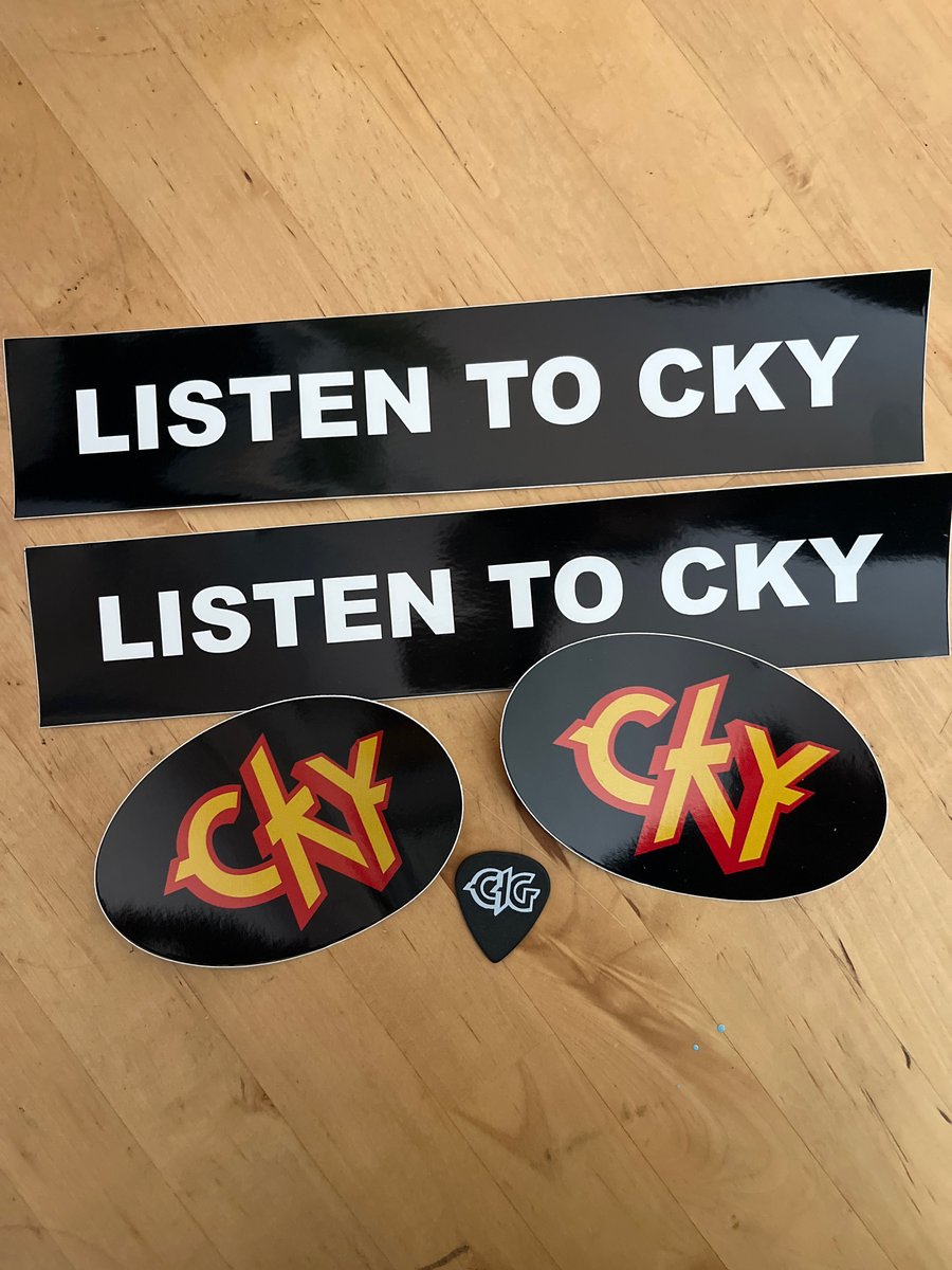 Image of CKY vinyl STICKER PACK /4 vinyl stickers  (limited left-free cky guitar pick)