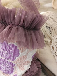 Image 2 of Photoshoot body | Marella romper | age 9-12 months | dark purple flowers | sitter