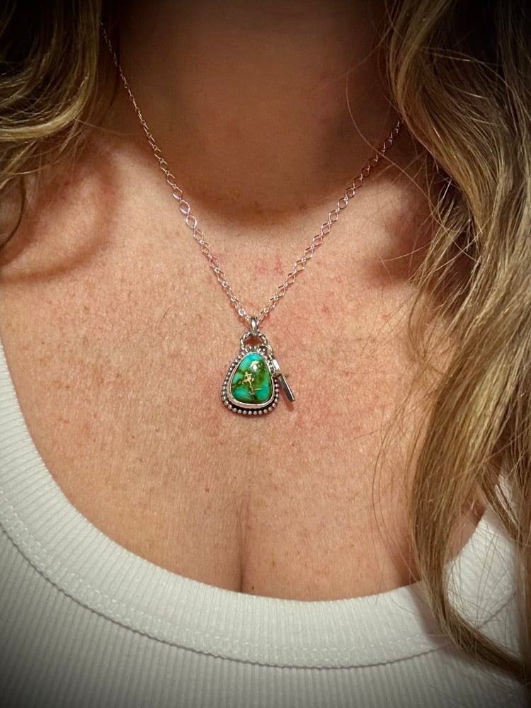 Image of Dainty Sonoran Gold & Cross Necklace (1) 💚🩵