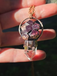 Image 4 of Electroformed Quartz window and Thunderbay amethyst necklace