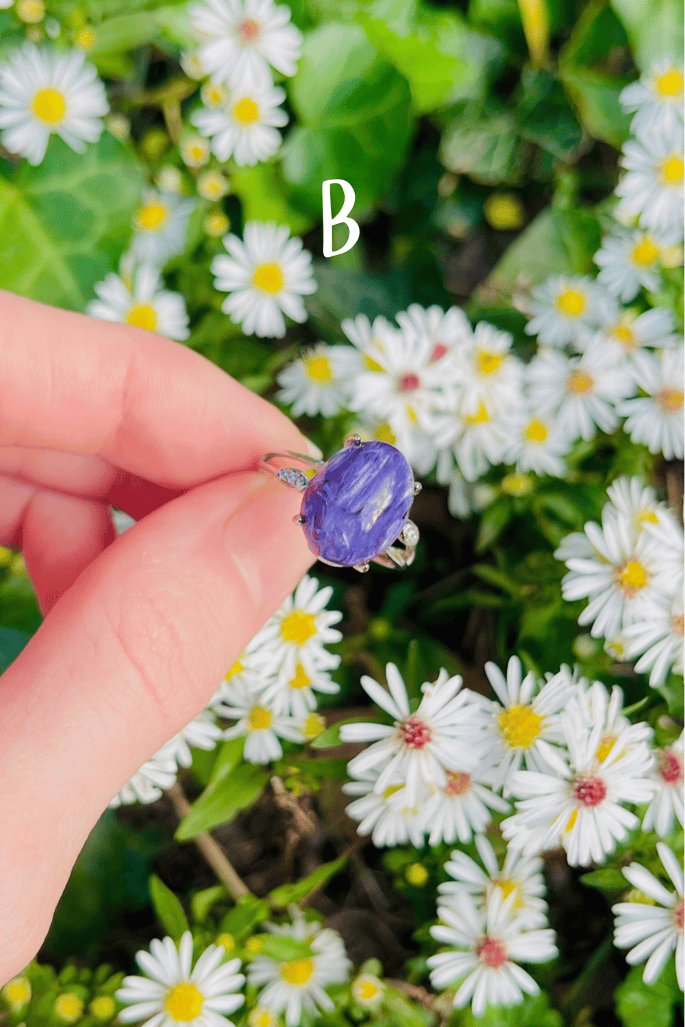 Image of Charoite Silver Adjustable Ring