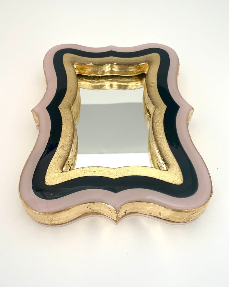 Image of Modernist Mirror Black/Baby Pink/Gold leaf 