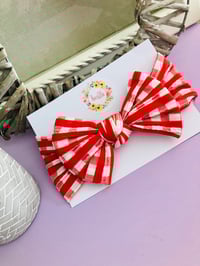 Image 2 of Red checkered cable headwrap 